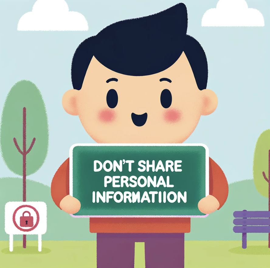 image depicting the message "Don't Share Personal Information."