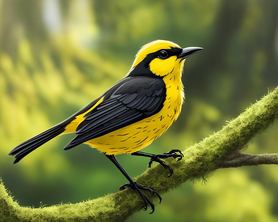 Small Yellow Bird with Black Wings