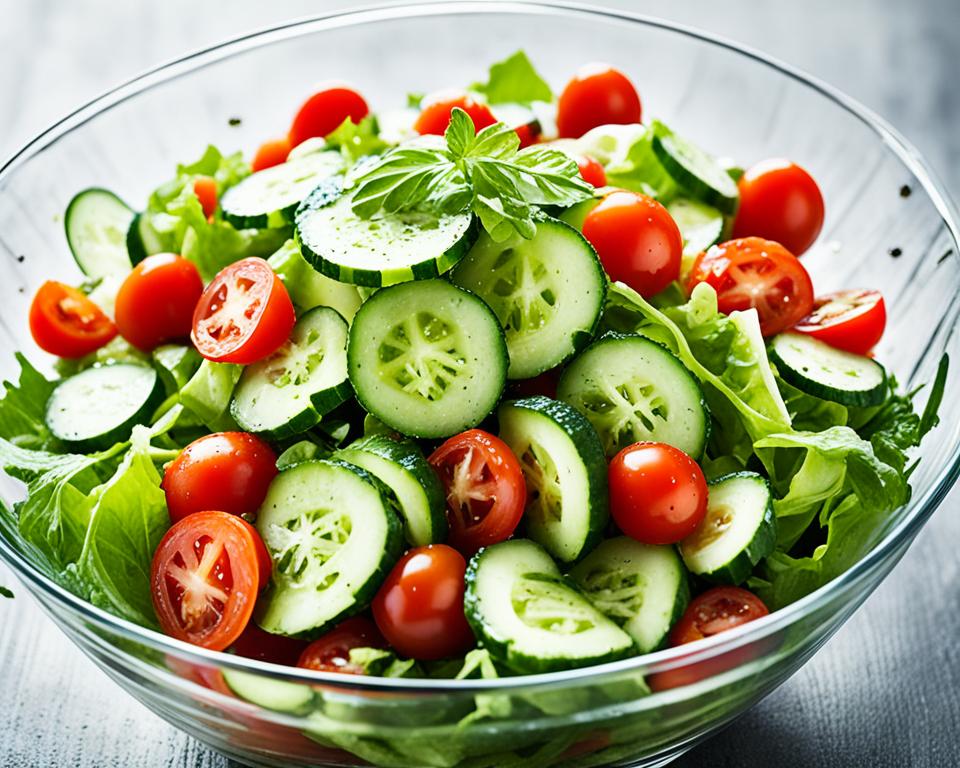 Cucumber Tomato Salad With Italian Dressing Vegan-Style