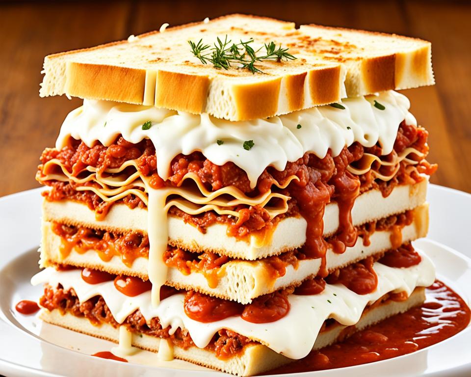 Garlic Bread Lasagna Sandwich Fusion