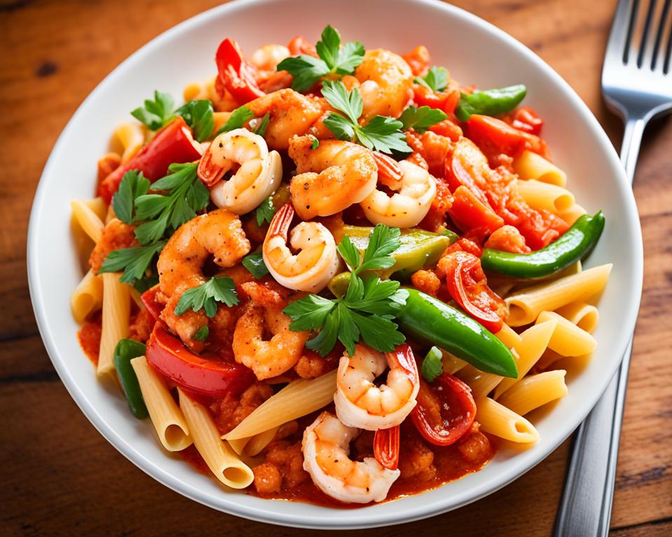 Spicy Shrimp and Chicken Pasta (Recipe)